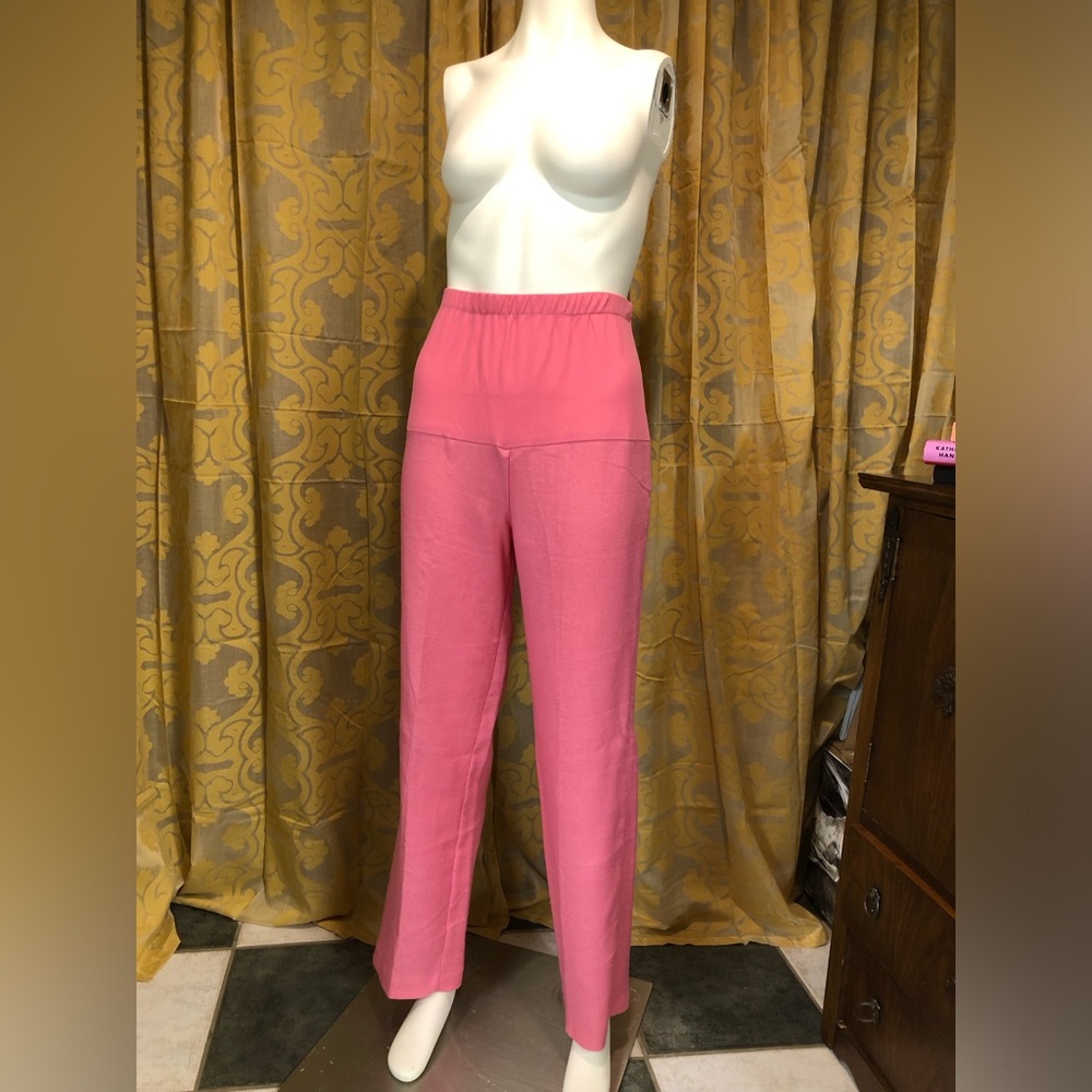 Vintage Pink Linen Look Maternity Pants